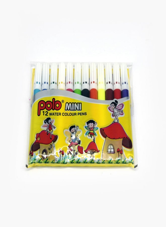 بولو أقلام تلوين مائية صغيرة من بولو - 12 لونًا زاهيًا لكل قلم، عبوة من 10 أقلام | حبر ناعم قابل للغسل | آمنة للأطفال، مثالية للمدرسة والفنون الإبداعية - Image 1